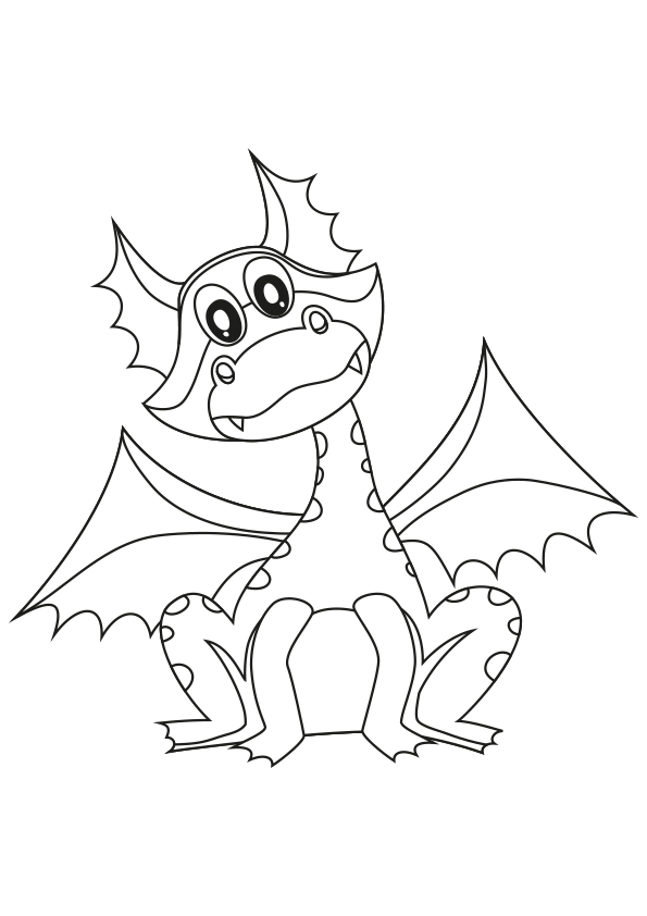  Dibujo de un dragón infantil para colorear