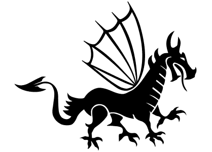 Dibujos de dragones. Silueta de un dragón medieval europeo.