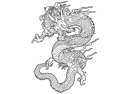 Dibujo de un dragón de la mitología china