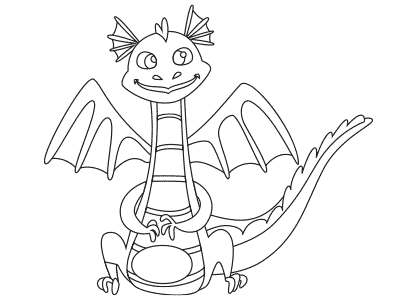Dibujo para colorear un dragón sonriente amigo de los niños