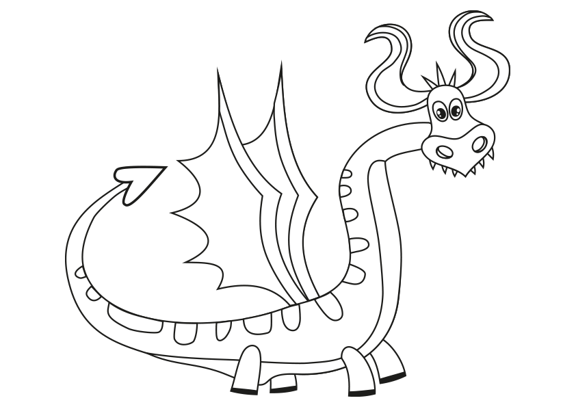  Dibujo para colorear un dragón con el cuerpo alargado