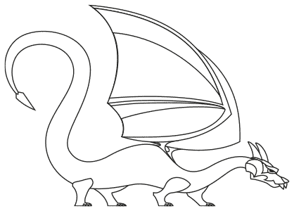 Dibujo de un dragón que camina sigilosamente.