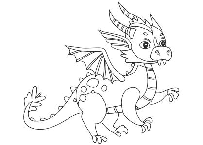 Dibujos de dragones. Dibujo de un dragón rampante joven.