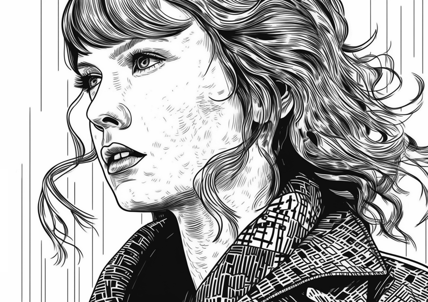 Dibujo de Taylor Swift para colorear. Dibujo para imprimir de Taylor Swift