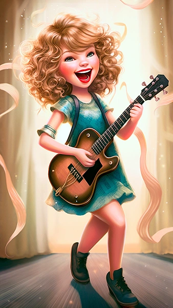 Ilustración de Taylor Swift con la guitarra