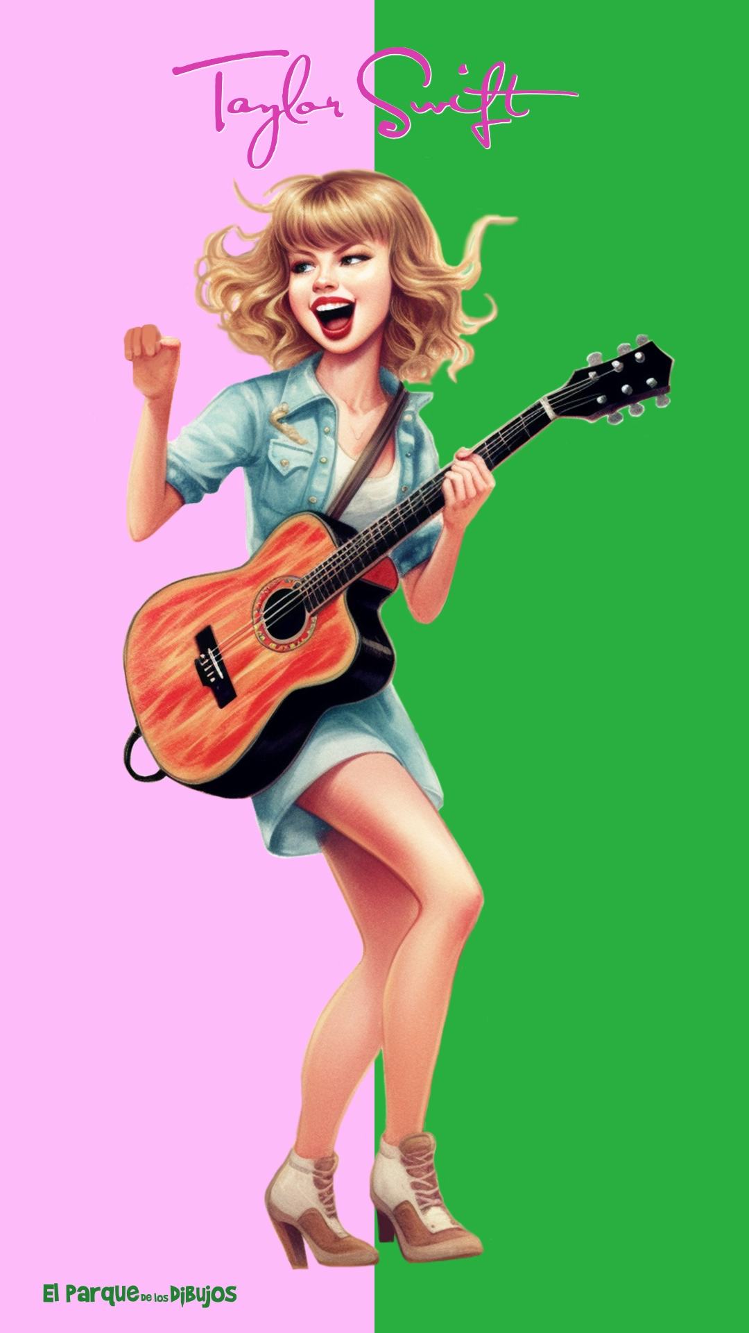 Ilustración en color de Taylor Swift en concierto para descargar e imprimir