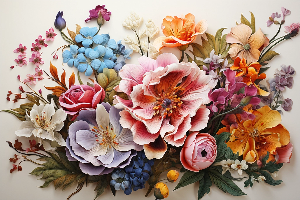 Imagen en color para descargar conjunto artístico de flores número 1
