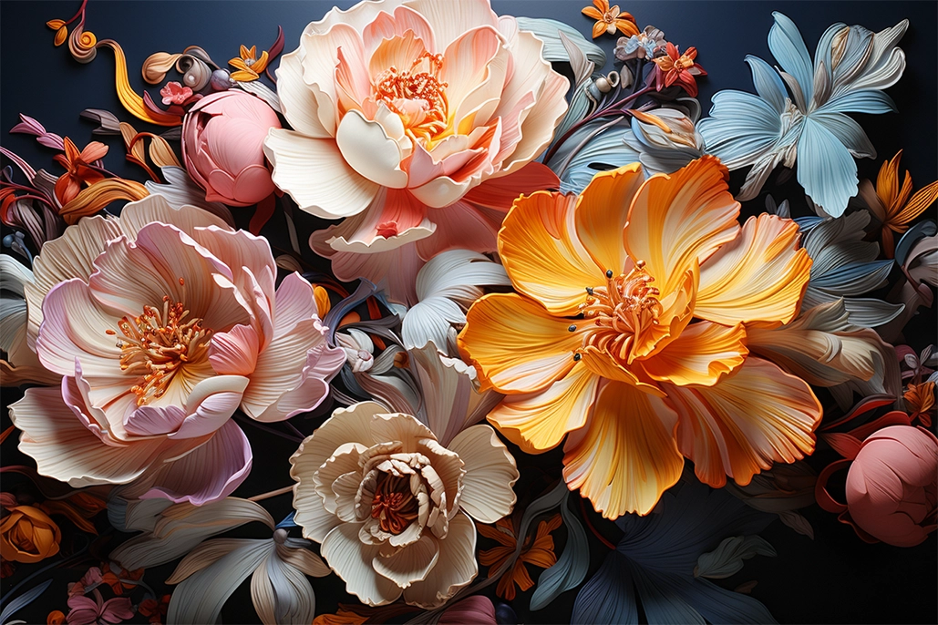 Imagen en color para descargar conjunto artístico de flores número 2