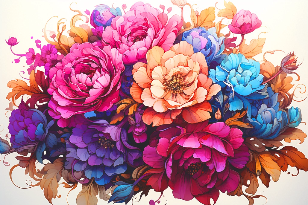 Imagen en color para descargar conjunto artístico de flores número 4