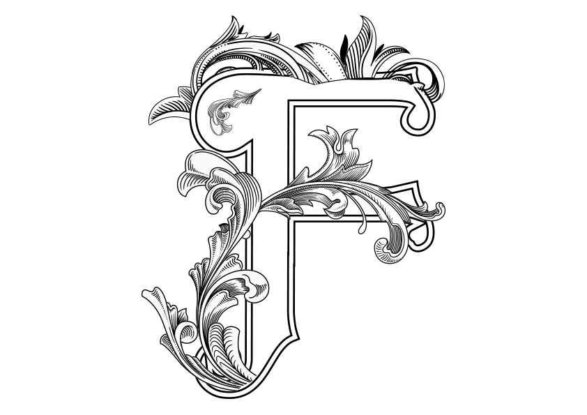 Dibujo para colorear la letra F del abecedario