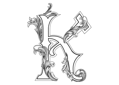 Dibujo para colorear la letra K del abecedario