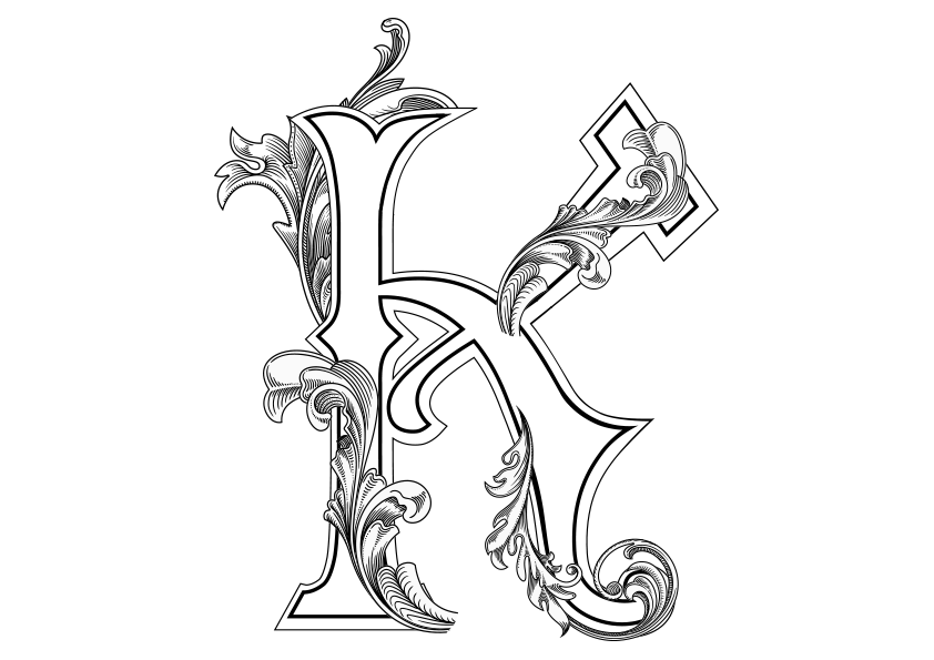  Dibujo para colorear la letra K del abecedario