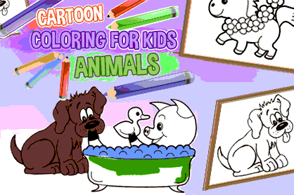 Juego para colorear online personajes animales de dibujos animados. Cartoon Coloring for Kids Animals.