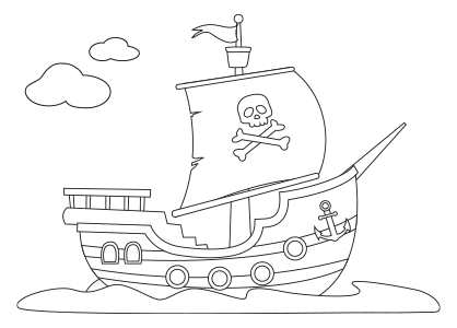 Dibujo para colorear un barco pirata.