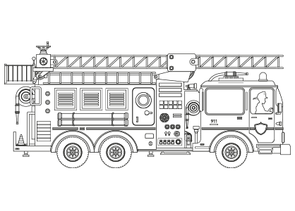Dibujo para colorear un camión de bomberos