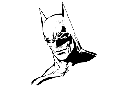 Dibujo de la silueta de la cabeza de Batman en blanco y negro para imprimir.