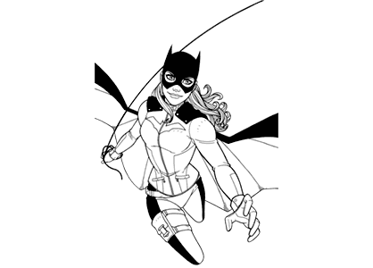 Dibujo de Batgirl, Barbara Gordon en acción