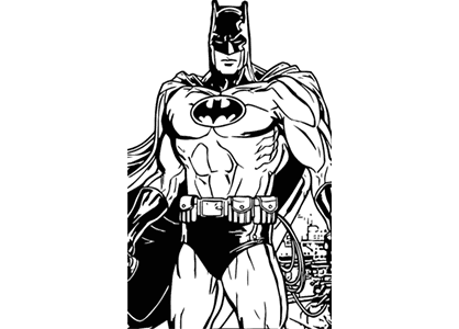 Dibujo para colorear de un cómic de Batman, el superhéroe de Gotham City