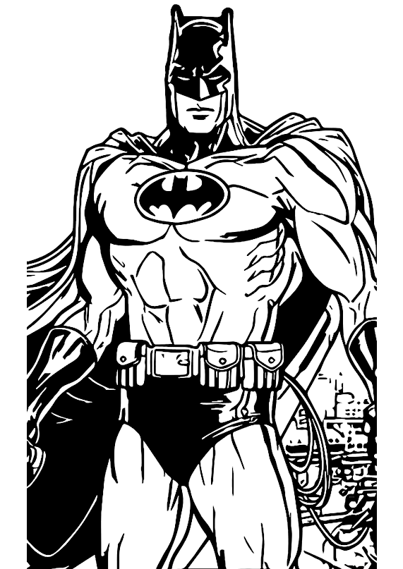 Dibujo para colorear un dibujo de un cómic de Batman en blanco y negro