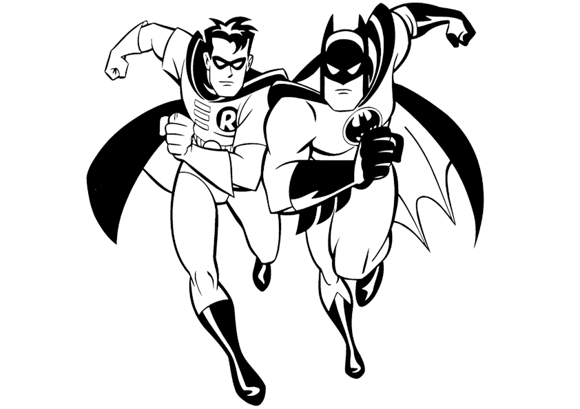Dibujo colorear Batman y Robin
