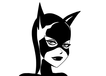 Dibujo de la cabeza de Catwoman en blanco y negro para imprimir.
