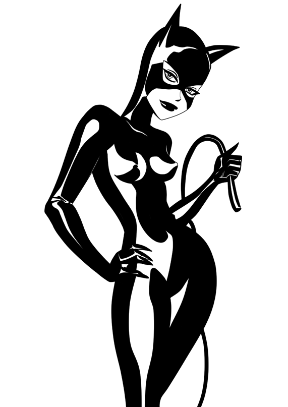 Dibujo para colorear de Catwoman con el látigo. Catwoman with the whip coloring page.