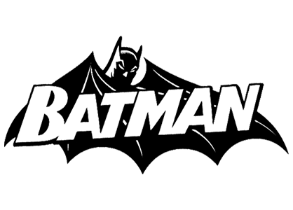 Dibujo del logo de Batman con letras y una silueta de Batman
