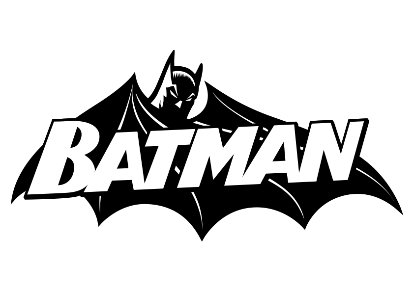 Dibujo colorear el logotipo con la silueta y la cabeza de Batman