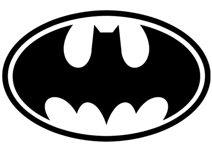 Dibujo del escudo de Batman. El logo de Batman con la silueta en color negro