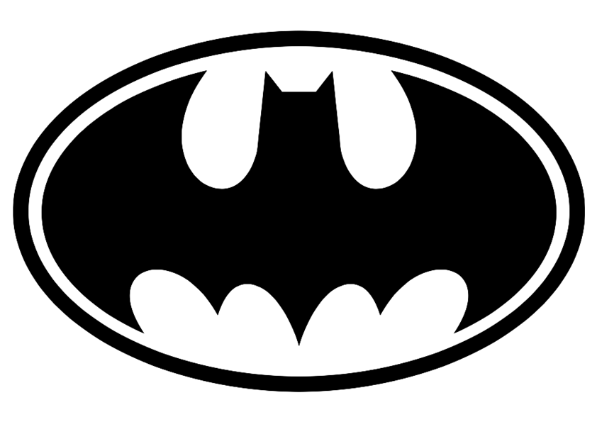  Dibujo colorear logo de Batman con la silueta en color negro.