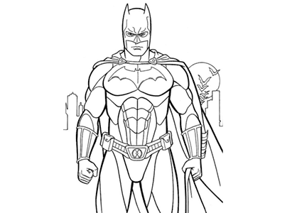 Dibujo de Bat-Man musculoso con la capa