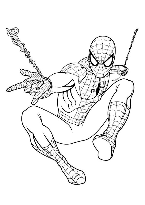 Dibujo de Spider-man colgándose de la telaraña
