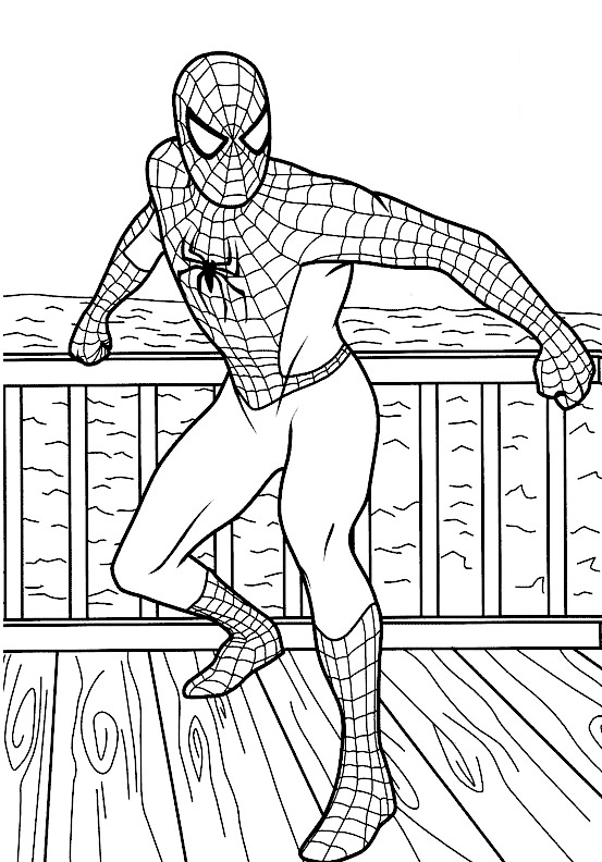 Dibujo para colorear de Spiderman, el hombre araña, preparado con su  sentido arácnido