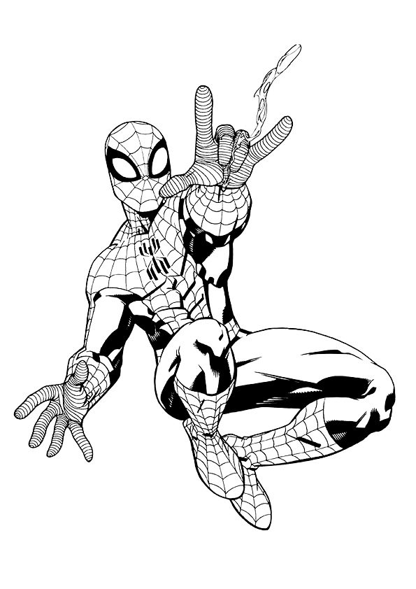 Dibujo para imprimir de Spider-man lanzando la telaraña