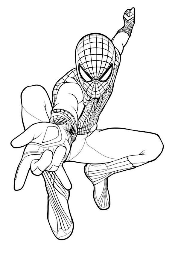 Dibujo para imprimir de Spider-man preparando su lanzador de telarañas
