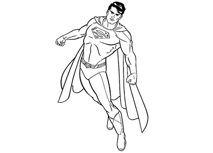 Dibujo para colorear de Superman elevándose. Superman rising coloring page.