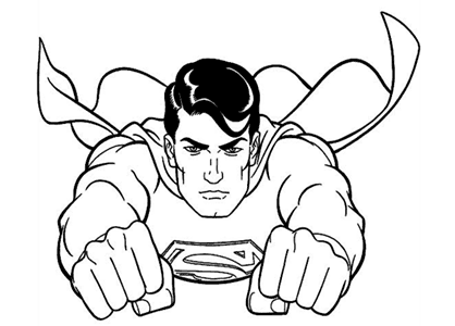 Dibujo para colorear de Superman volando. Superman flying coloring page.