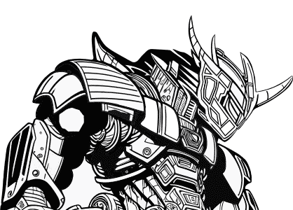 Dibujo de Transformer para colorear, con una armadura muy sofisticada