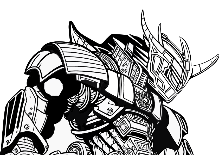 Dibujo para colorear un Transformer con una armadura muy sofisticada