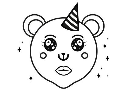 Dibujos kawaii para colorear una cara de fiesta de cumpleaños.