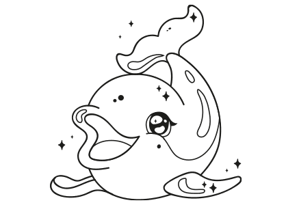 Dibujo para colorear un delfín infantil kawaii