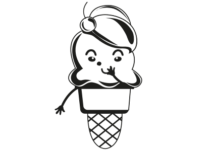 Dibujos kawaii para colorear un helado con cara sonriente.