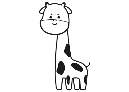 Dibujos kawaii para colorear una jirafa infantil.