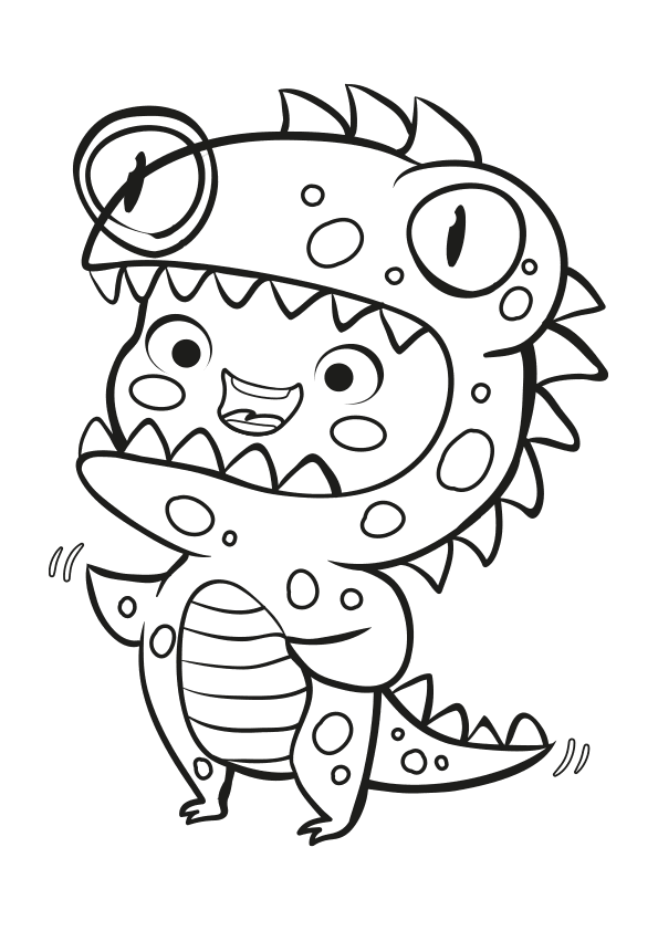  Dibujo kawaii para colorear un niño disfrazado de dragón