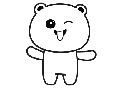 Dibujos kawaii para colorear un osito burlón. Kawaii mocking bear coloring page.