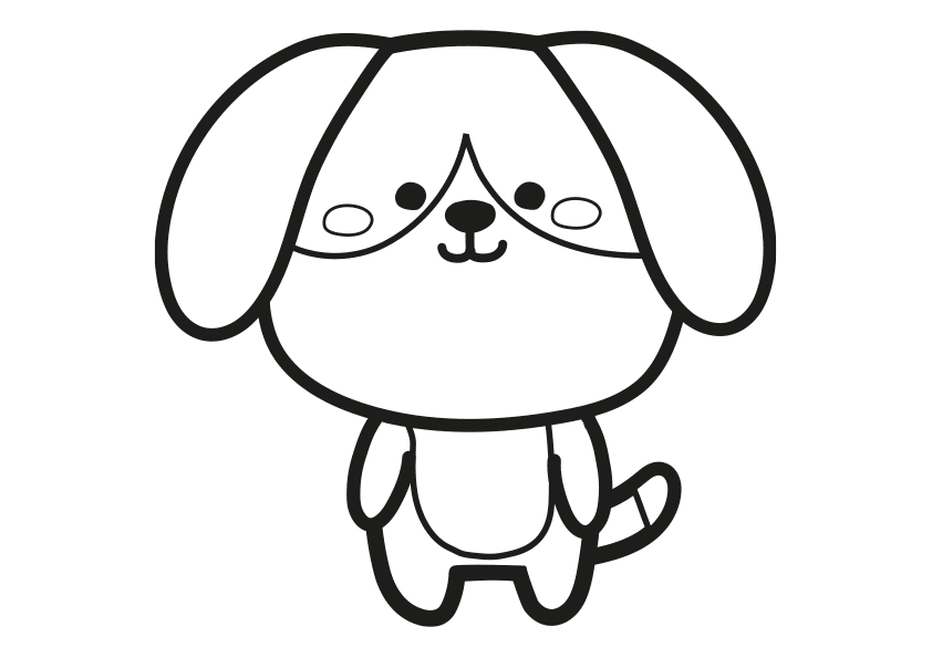 Dibujo kawaii para colorear un perrito muy simpático. A very nice kawaii puppy coloring page.