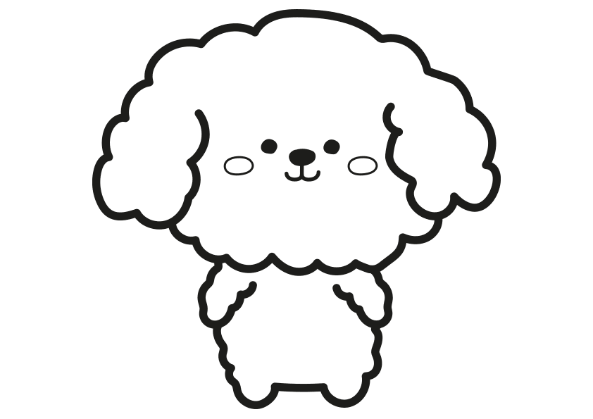 Dibujo kawaii para colorear un perro lanoso. A kawaii woolly dog coloring  page.