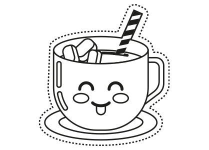 Dibujos kawaii para colorear una taza de té helado.