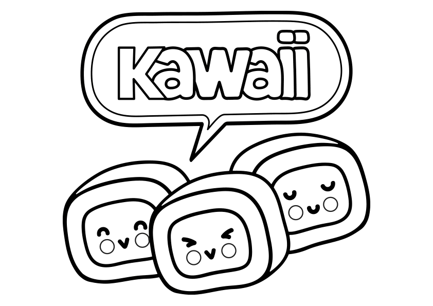 Dibujo kawaii para colorear unas cabezas de rebanadas.