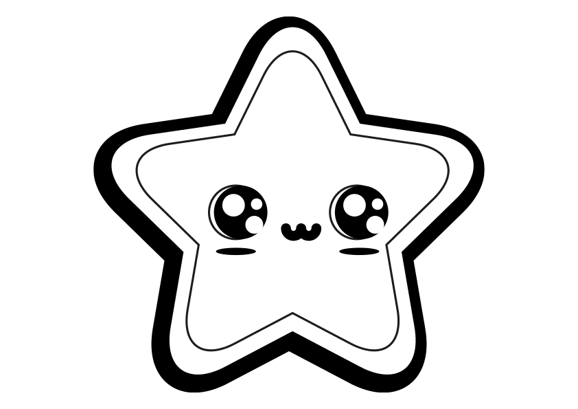 Dibujo kawaii de una bonita estrella, kawaii nice star coloring page